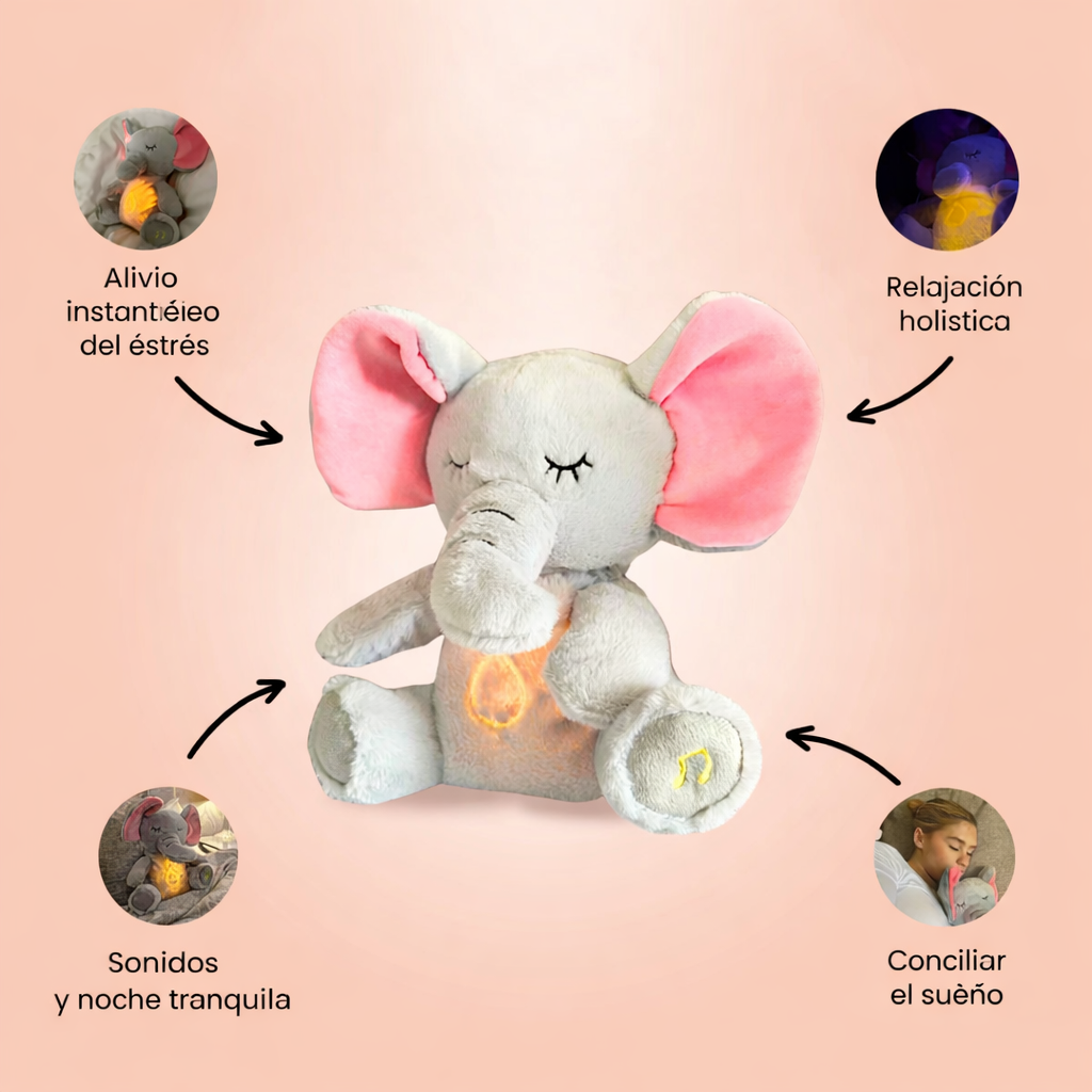 Peluche de Apego Antiestrés con Respiración, Luz y Música