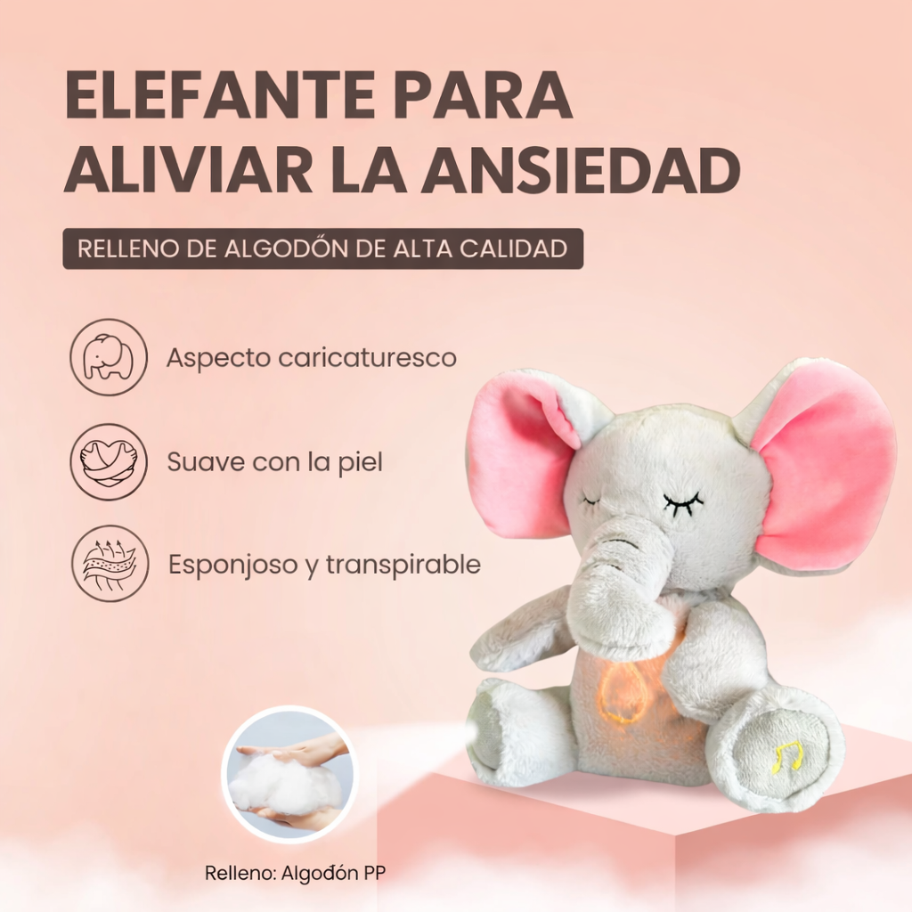 Peluche de Apego Antiestrés con Respiración, Luz y Música