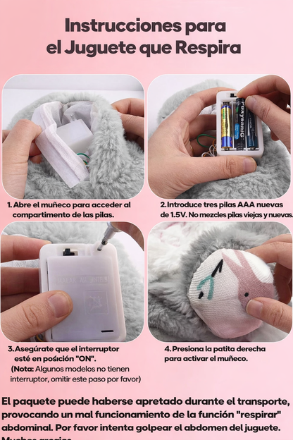 Peluche de Apego Antiestrés con Respiración, Luz y Música