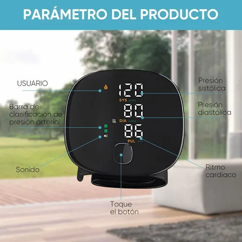 Tensiómetro Digital de Muñeca Recargable con Voz