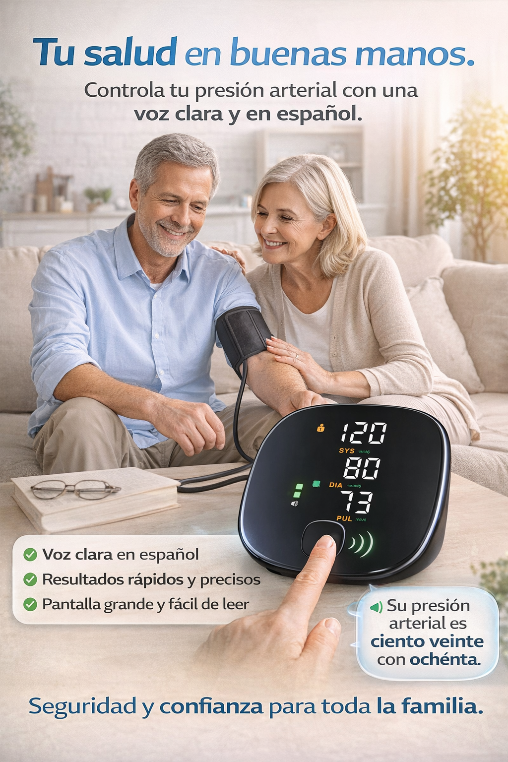 Tensiómetro Digital de Muñeca Recargable con Voz