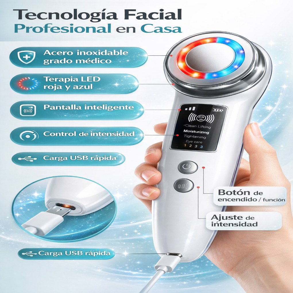 Masajeador Facial Ultrasónico 4 en 1
