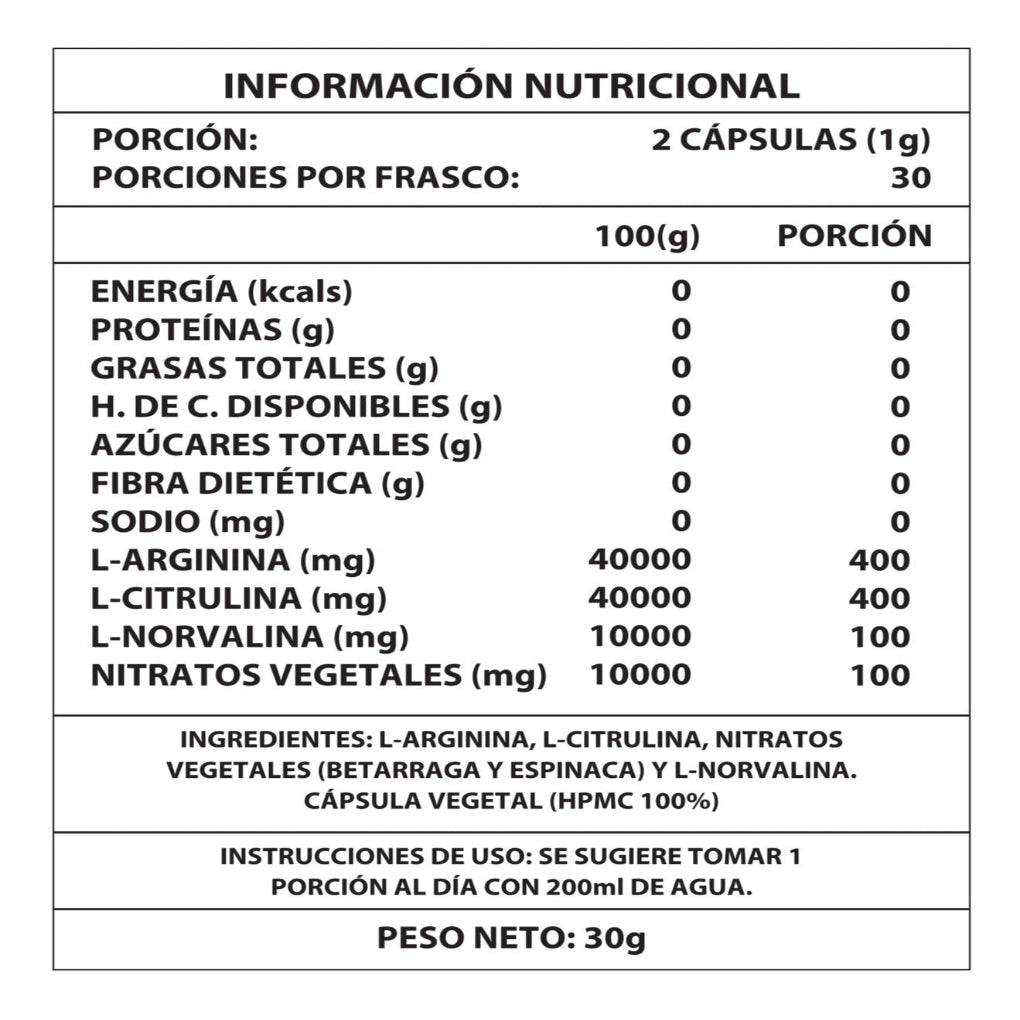 Oxido Nítrico 1000MG 60 CAPS